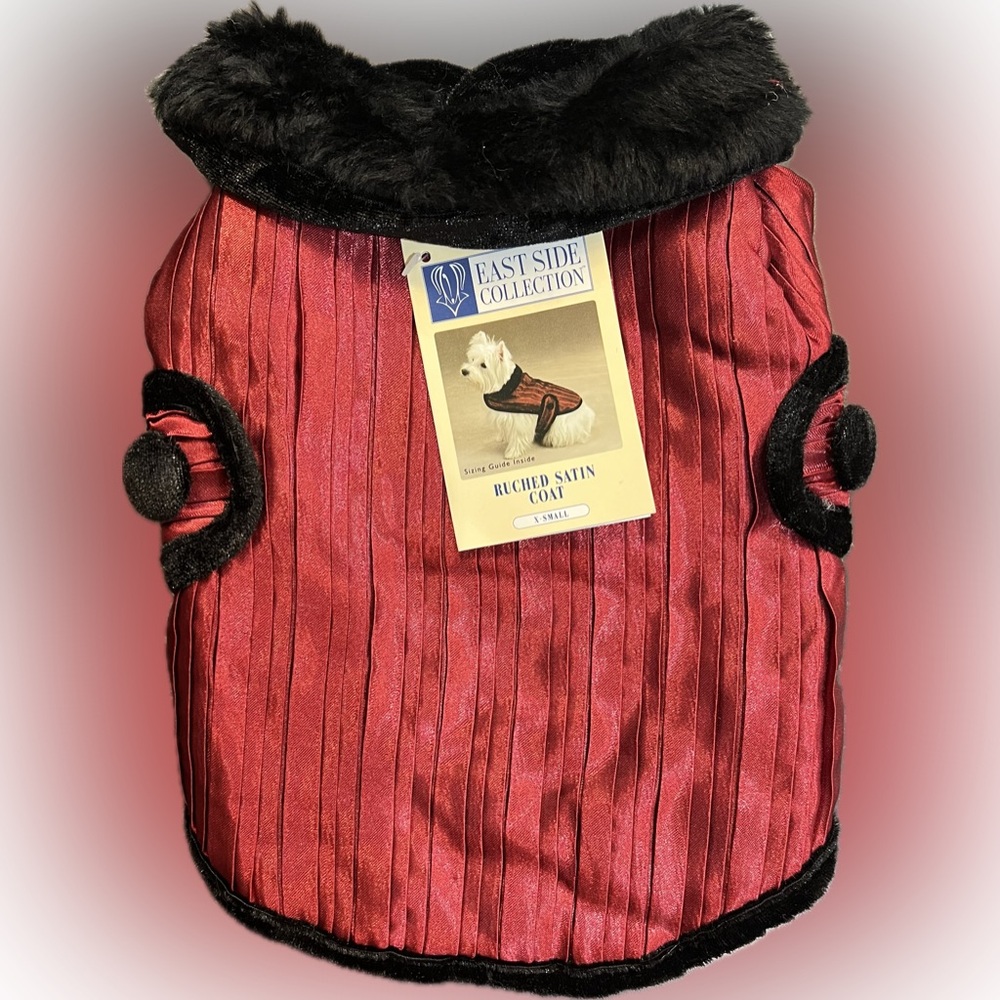 East Side Collection Ruched Satin Dog Coat – X-Small (NWT)